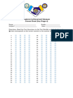 RAM Answer Sheet Key Stage 4