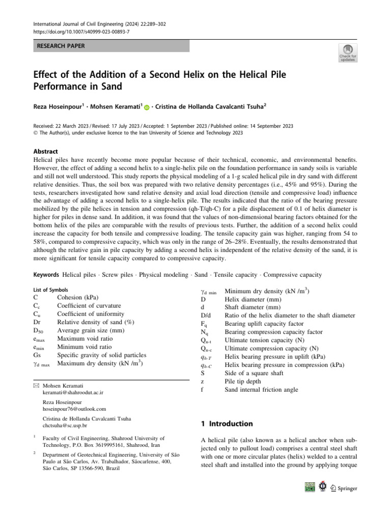 Second Helix Impact on Helical Pile Performance | PDF | Deep Foundation ...