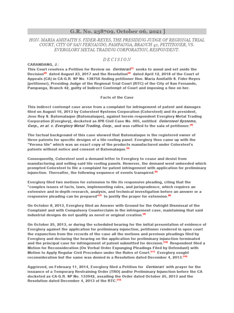 Judge Fider-Reyes Indirect Contempt Case | PDF | Contempt Of Court ...