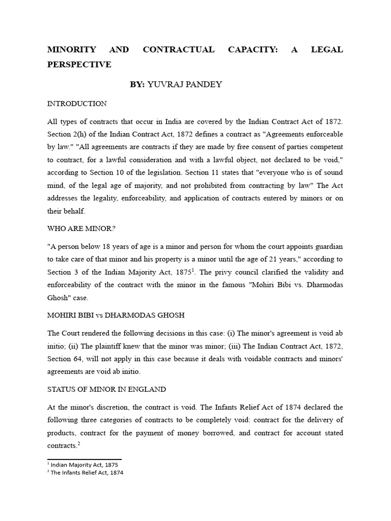 Minority and Contractual Capacity Paper PDF Ratification Consent
