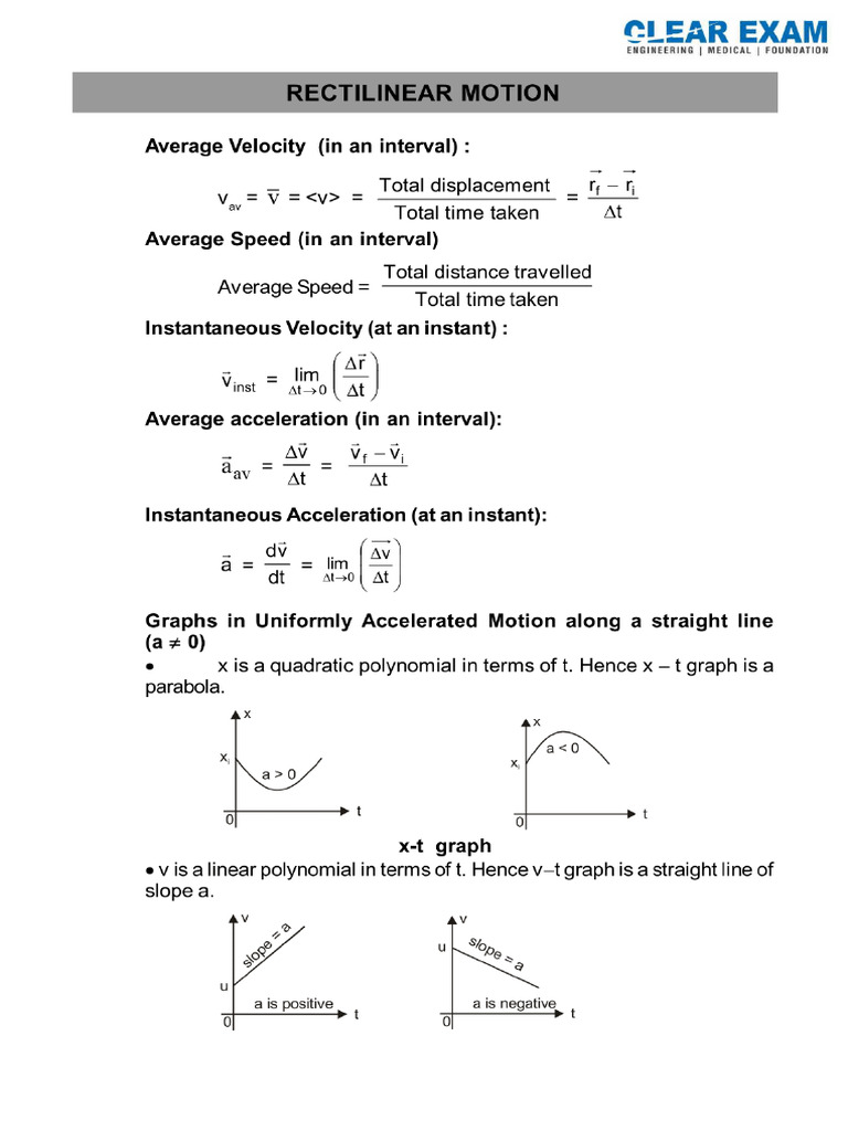 Rectilinear Motion PDF