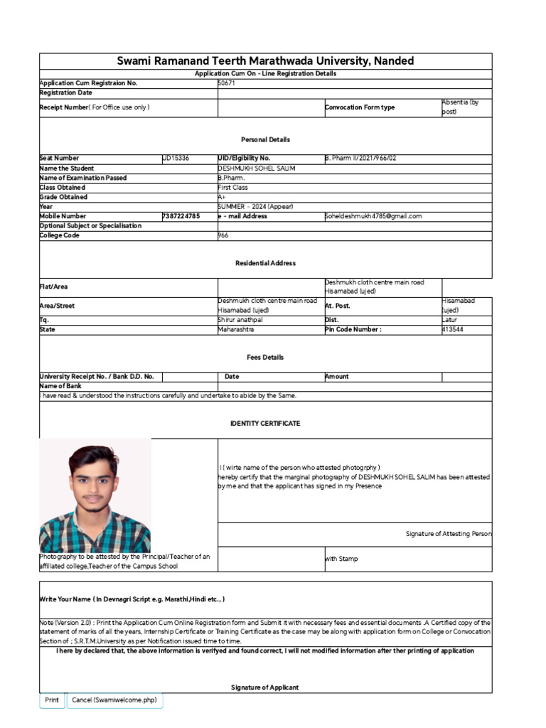 B.Pharm Convocation Registration 2024 | PDF