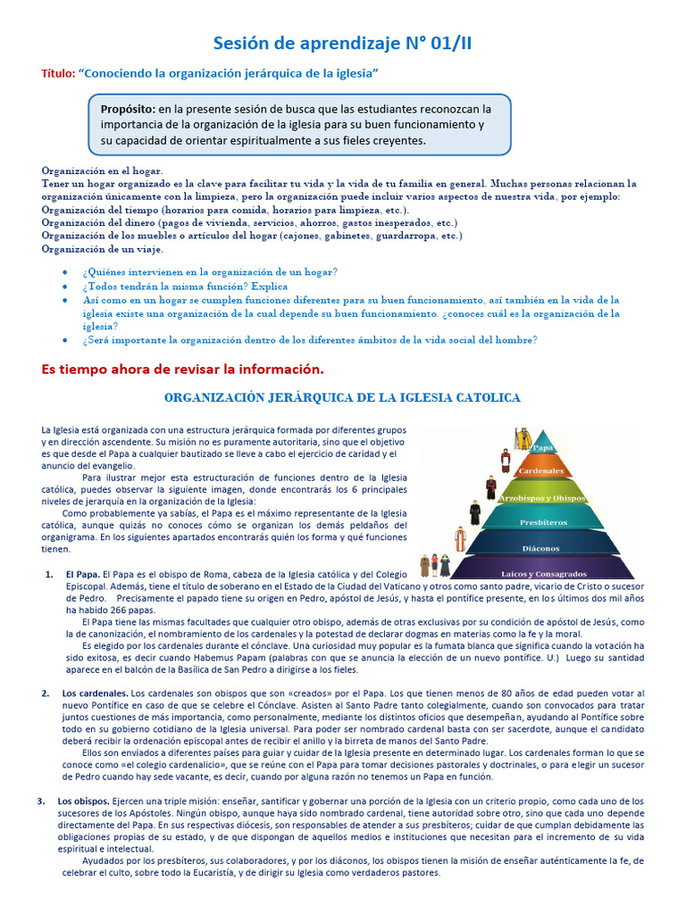 Estructura Jerárquica de la Iglesia Católica | PDF | Papa | obispo