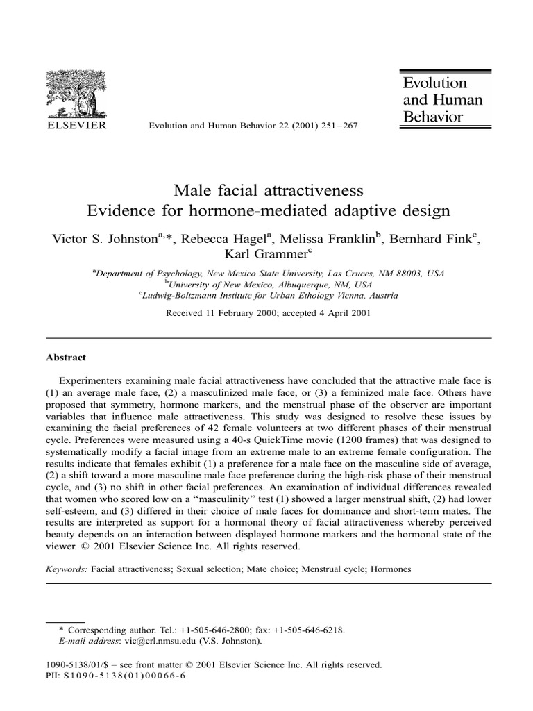 Johnston 2001 Pdf Physical Attractiveness Menstrual Cycle