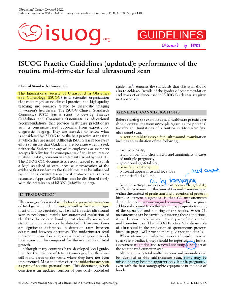 ISUOG-mid Trimester US 2022 | PDF | Medical Ultrasound | Pregnancy