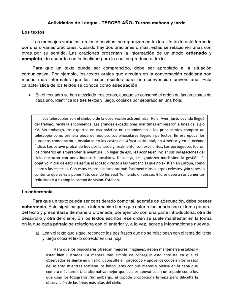Actividades de Lengua para Tercer Año | PDF | La música rock | Escritores