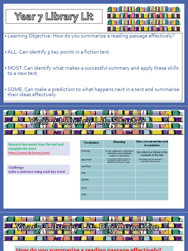 Effective Summary Techniques for Year 7 | PDF | Vocabulary | Cognition