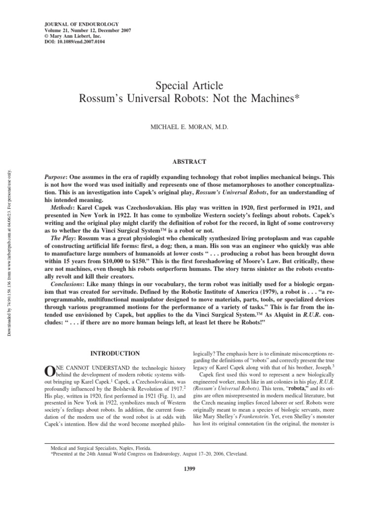 Rossums universal robots not the machines pdf robot robotics