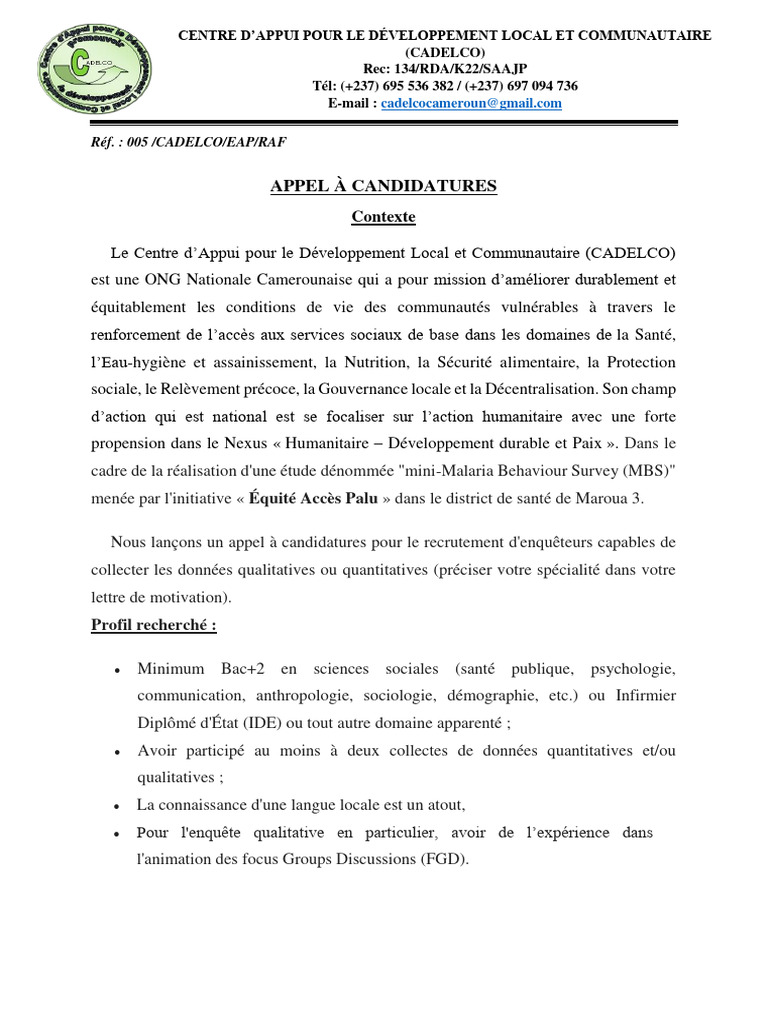Recrutement d'enquêteurs pour MBS 2024 | PDF | Évolution de carrière
