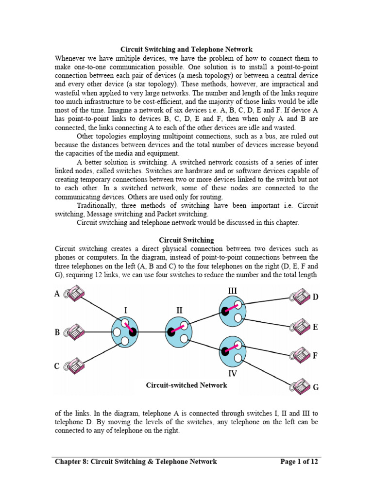 Circuit Switching in Telephone Networks | PDF | Network Topology ...