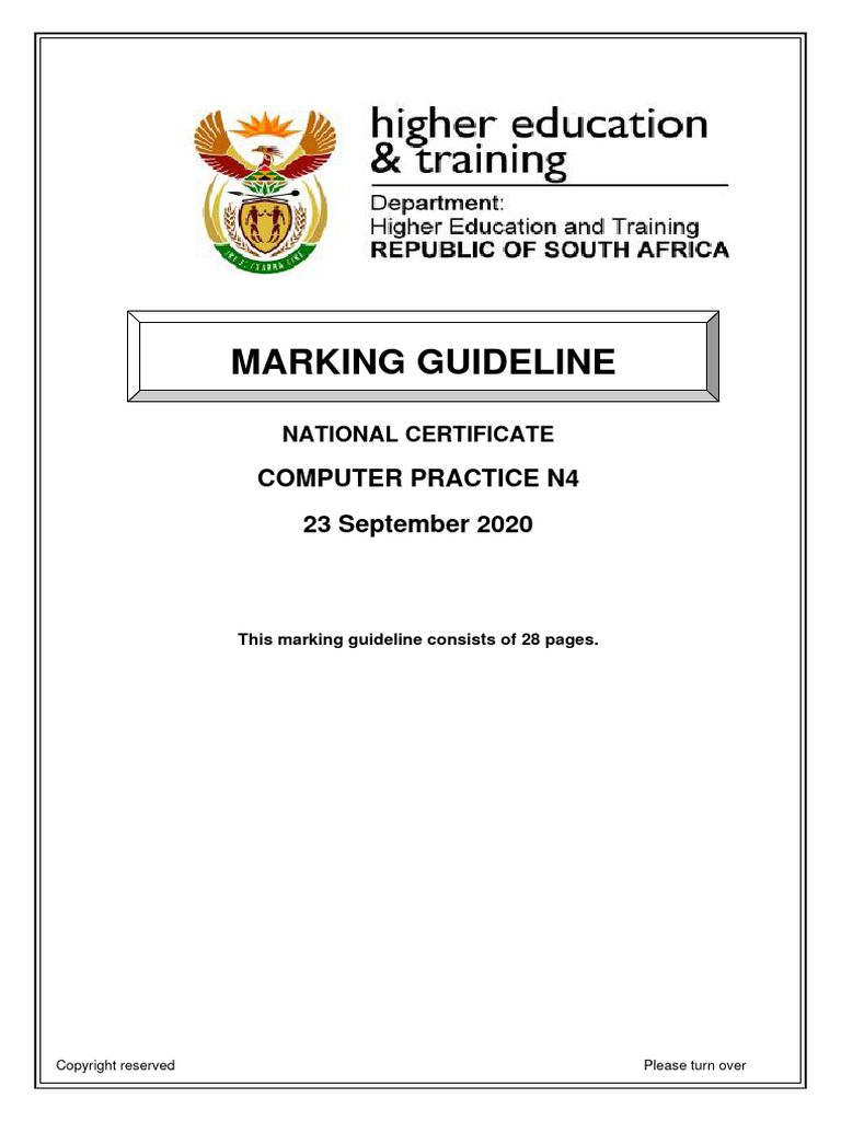 N4 Computer Practice November 2020 Memorandum | PDF | Input/Output ...