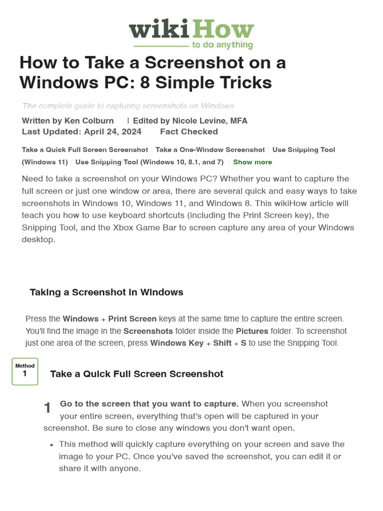 Image Result For The Easiest Way To Take A Screens In Windows Wikihow