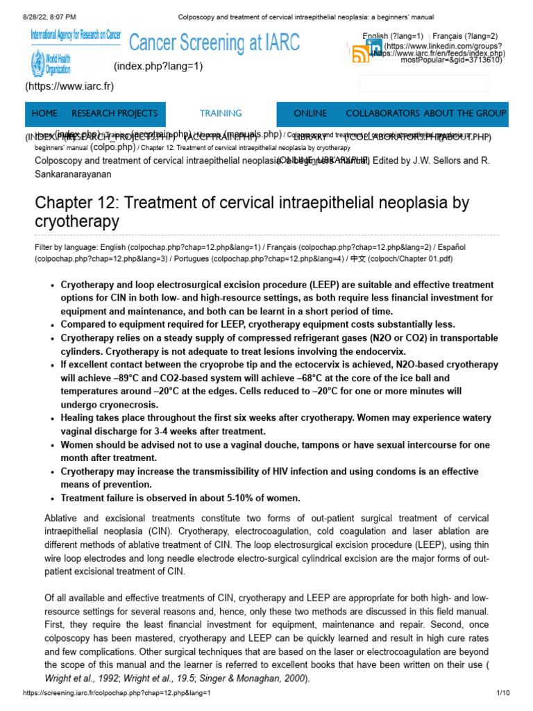 Colposcopy and CIN Treatment Manual | PDF | Cervical Cancer | Medical ...