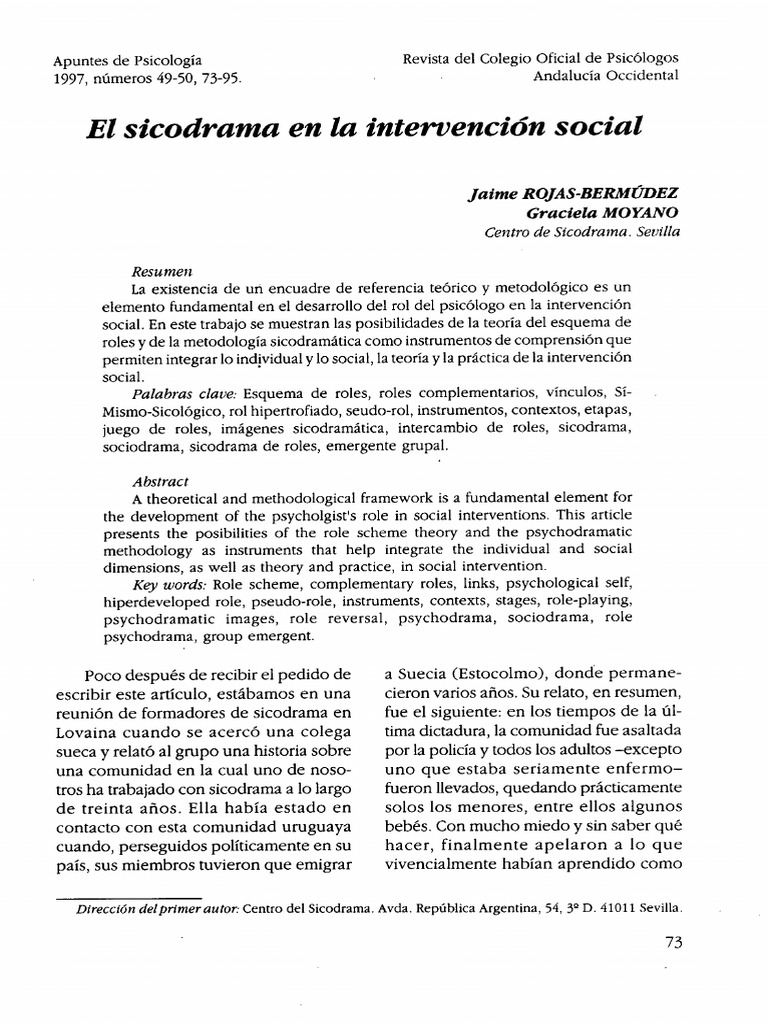 Sicodrama E Intervenci n Social PDF