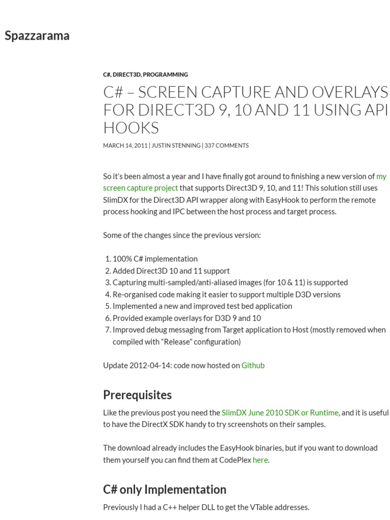 C# Screen Capture for Direct3D 9-11 | PDF | Color | Rgb Color Model