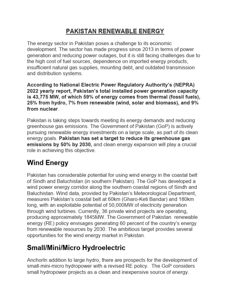 Pakistan Renewable Energy | PDF | Renewable Energy | Solar Power