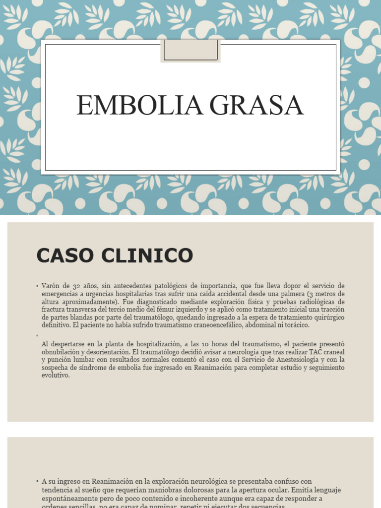 Embolia Grasa | PDF | Reanimación cardiopulmonar | Embolia