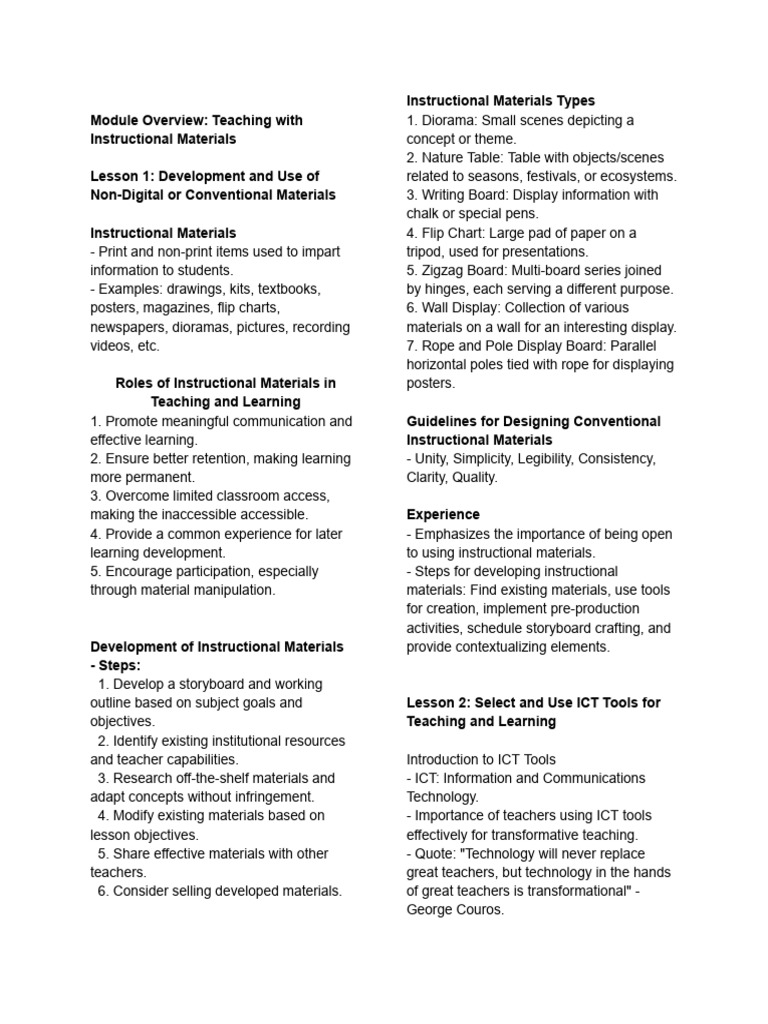 Effective Use of Instructional Materials | PDF | Educational Technology ...