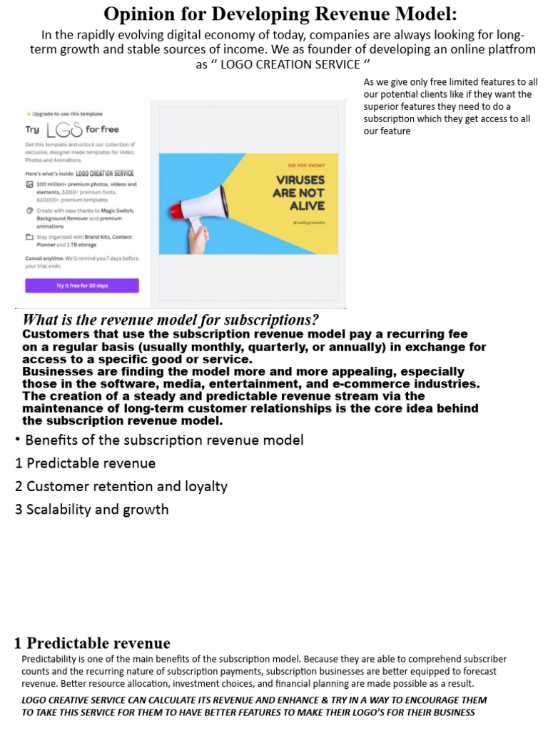 Subscription Revenue Model for Logo Services | PDF | Subscription ...