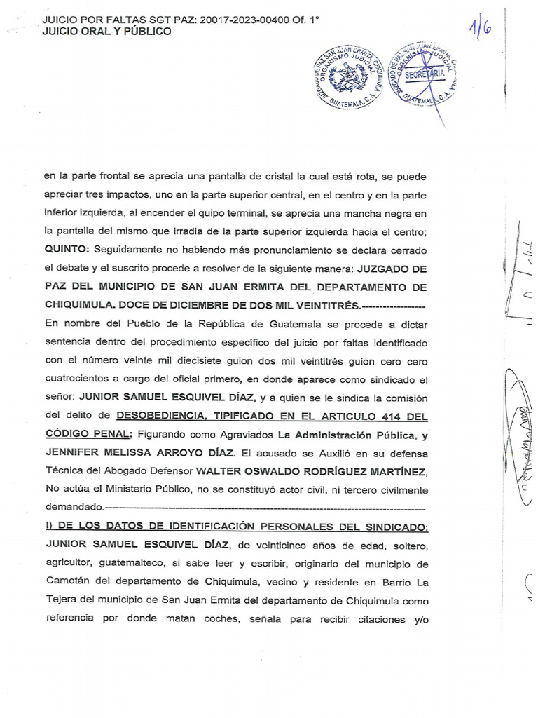 CERTIFICACION SENTENCIA 2023 | PDF