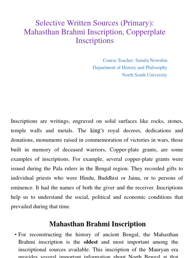 Mahasthan Brahmi Inscription Insights | PDF | Epigraphy
