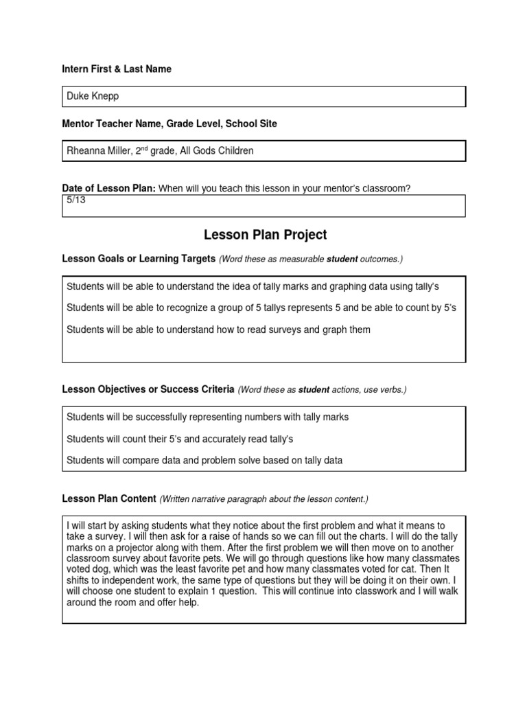 Internship Ccss Lesson Plan Template 2 PDF Lesson Plan Cognitive
