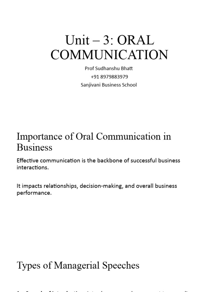 Importance of Oral Communication in Business | PDF | Communication ...