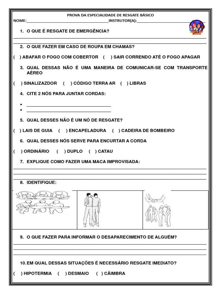 03 - Prova Da Especialidade de Resgate Básico | PDF