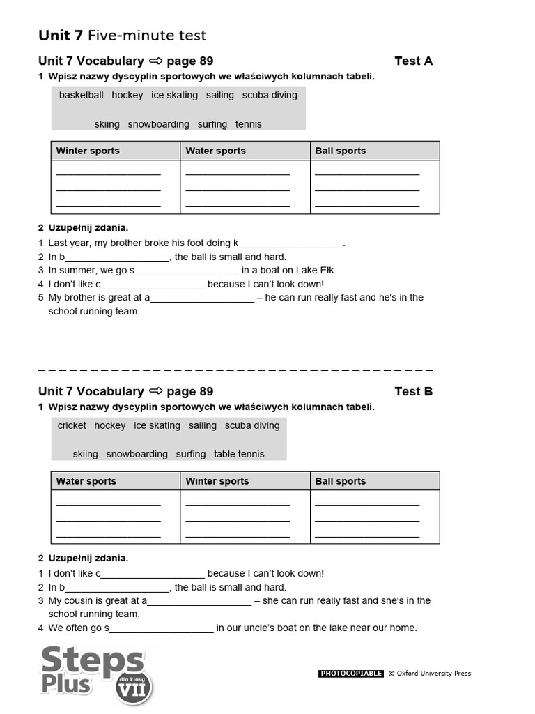 Unit 7 Sports Vocabulary Test | PDF | Roger Federer | Grand Slam (Tennis)