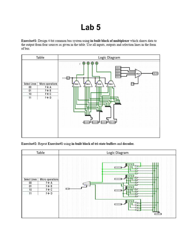 4-Bit Bus System and Logic Design Exercises | PDF | Computers