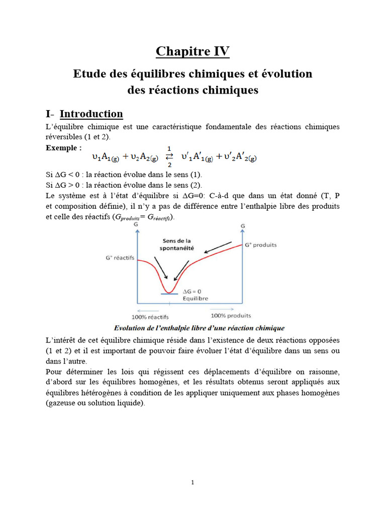 Loi de Guldberg et Waage en chimie | PDF | Équilibre chimique | Phase ...