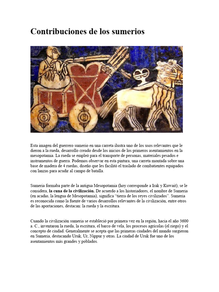 Aportaciones clave de los sumerios | PDF | Sumeria | Mesopotamia
