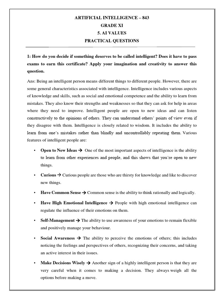 Ai values practical questions with solution download free pdf fires