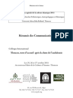 Tlemcen, Terre D'accueil Après La Chute de L'andalousie - Résumés Des Communications