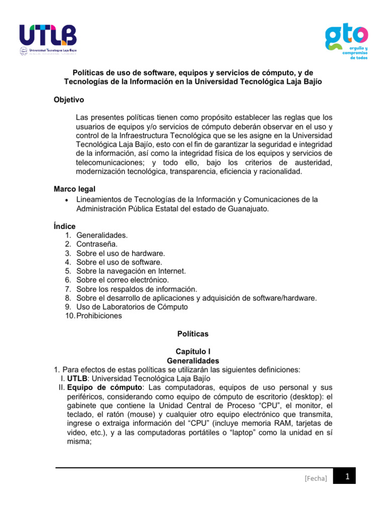 Políticas de Uso y Tecnologías UTLB | Descargar gratis PDF | Hardware ...