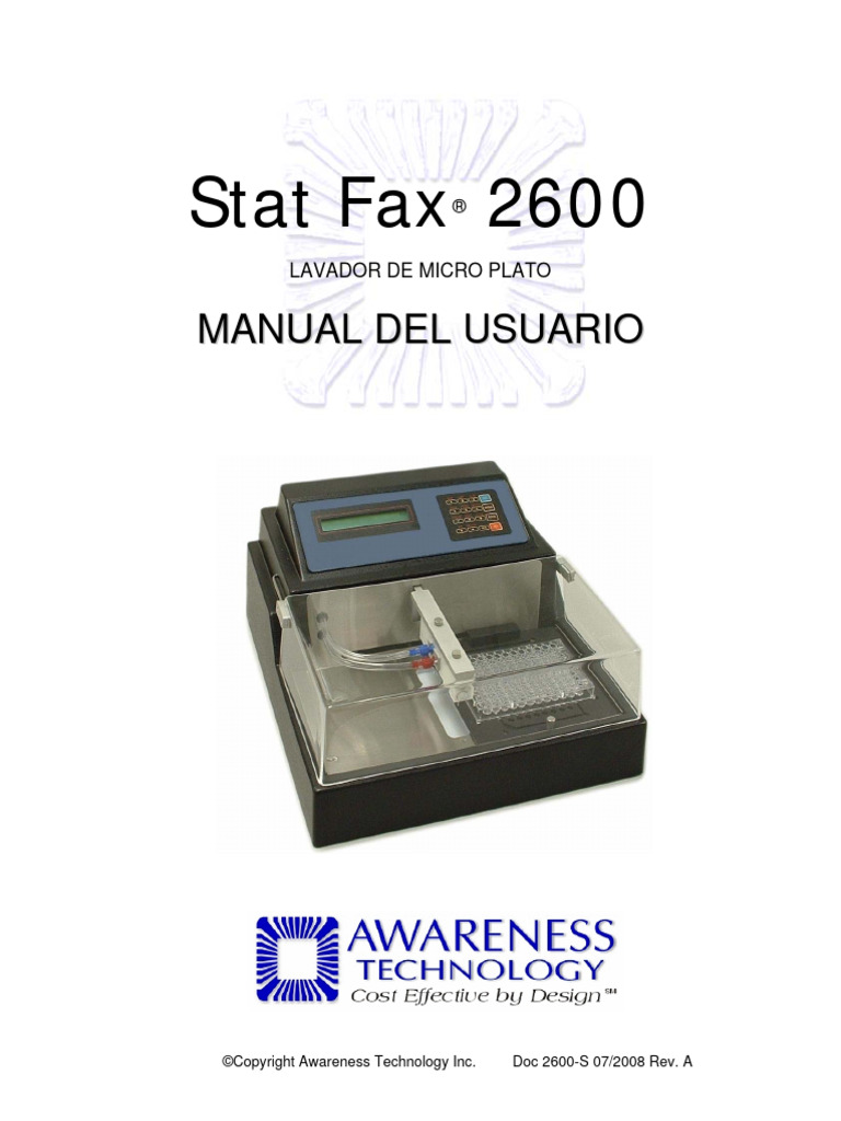 Awareness Lavador Stat Fax 2600 Manual de Instrucciones (Esp
