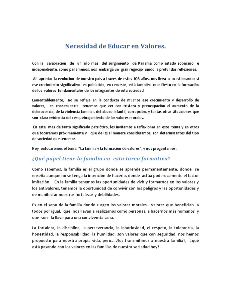 Formación de Valores en la Familia | PDF | Familia | Toma de decisiones