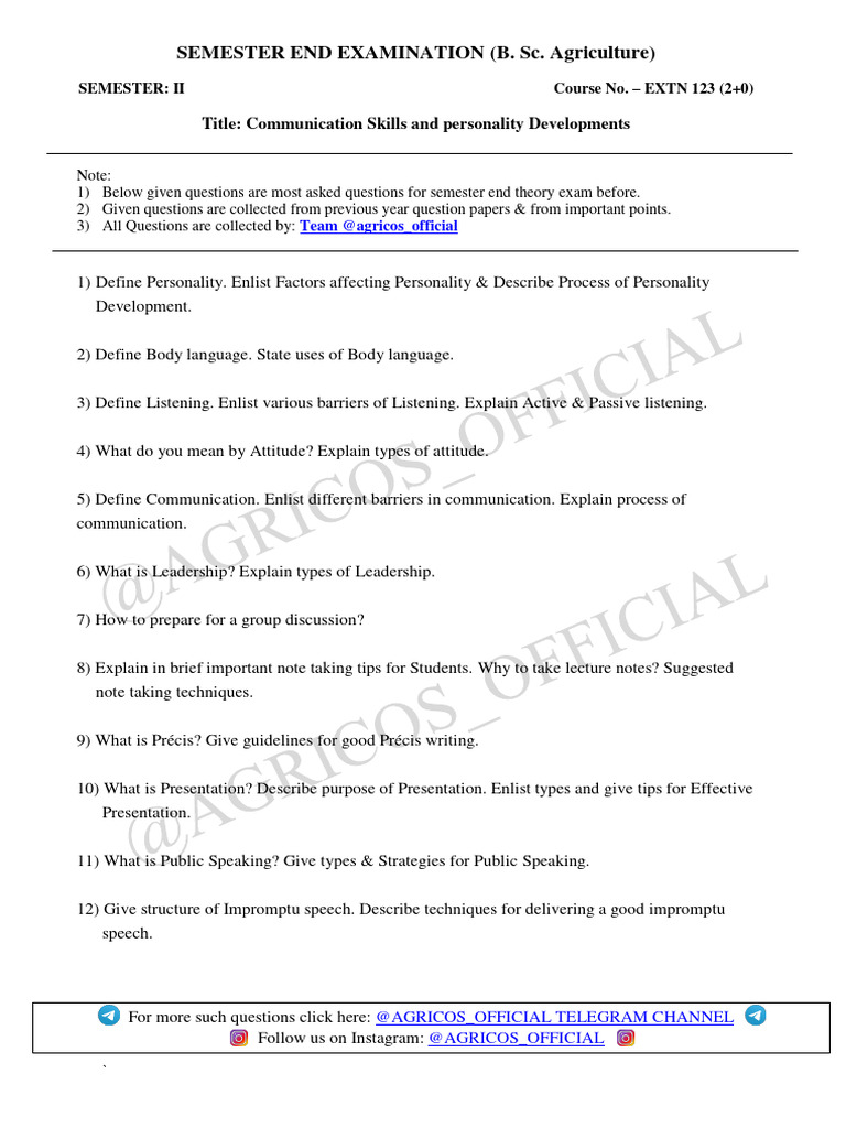 EXTN 123 Most Probable Que Paper | PDF