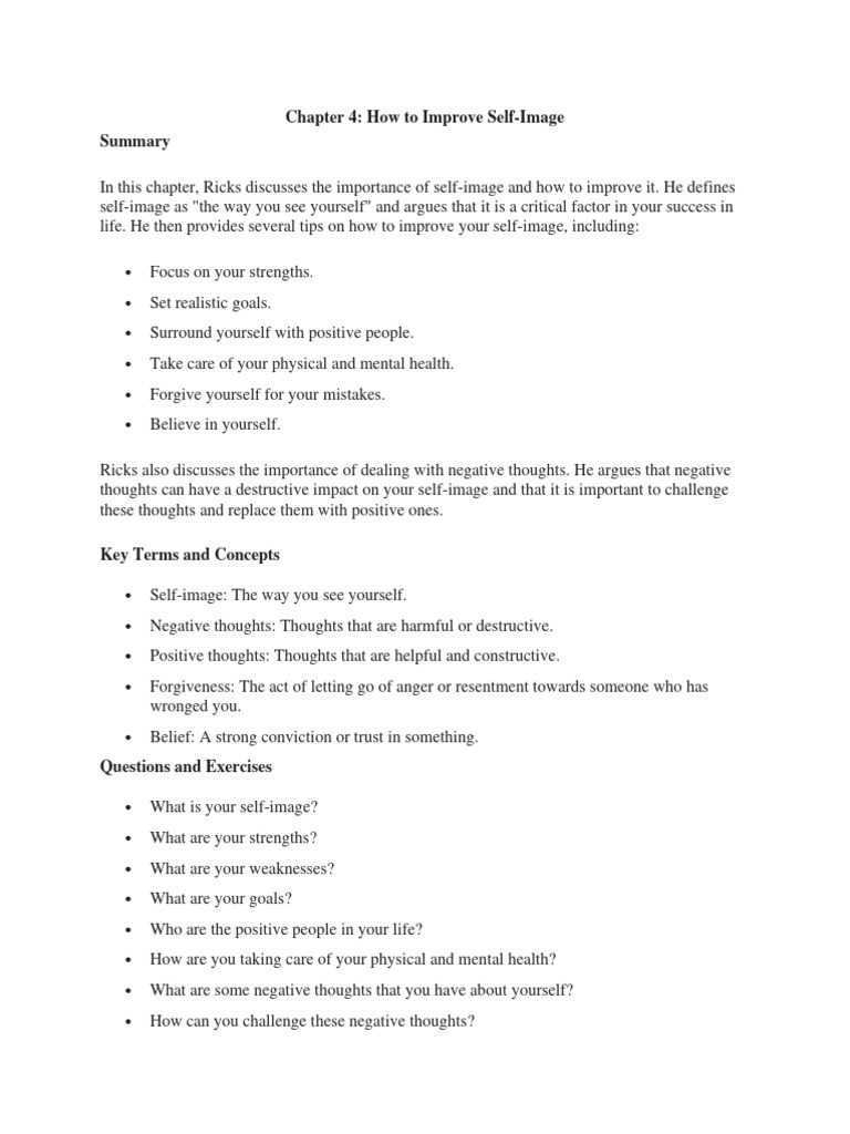Boost Your Self-Image: Key Strategies | PDF | Forgiveness | Thought