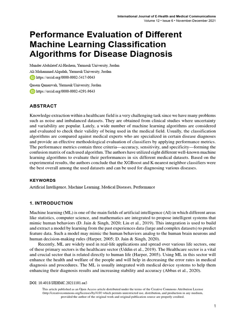 Machine Learning for Disease Diagnosis | PDF | Machine Learning ...
