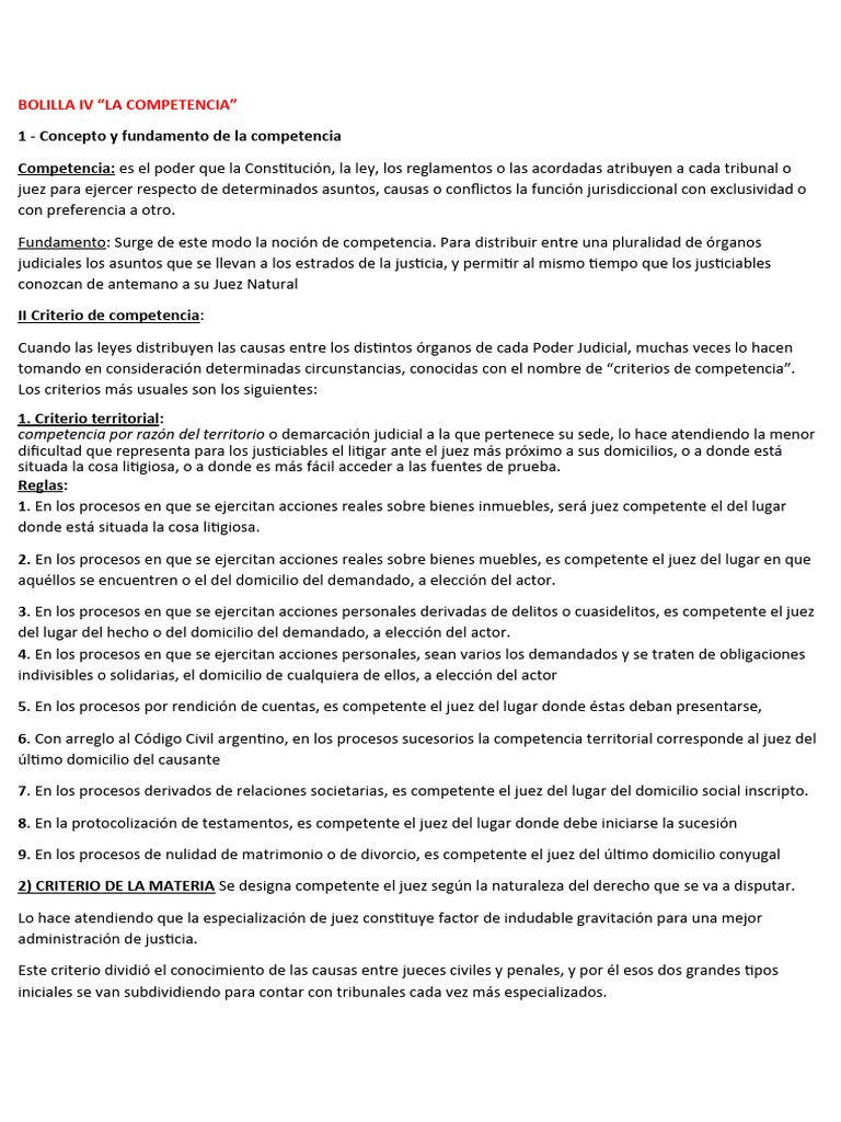 Derecho Procesal Civil UNIDAD 4 COMPETENCIA | PDF | Juez | Demanda judicial