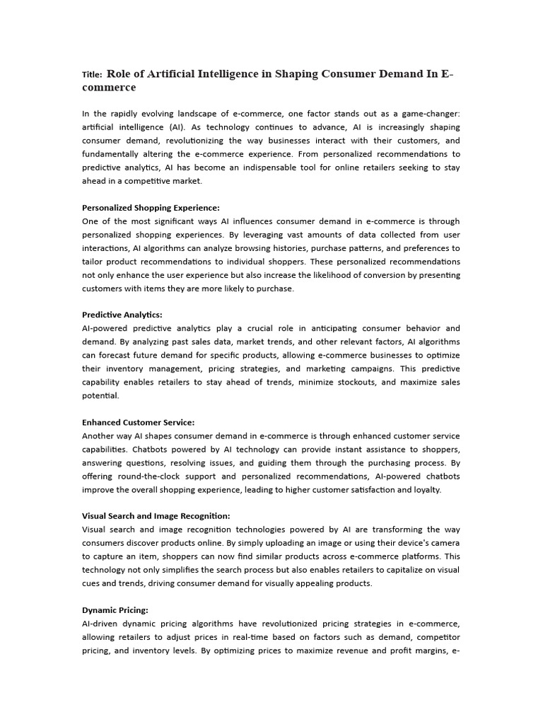 AI's Impact on E-Commerce Demand | PDF | E Commerce | Retail