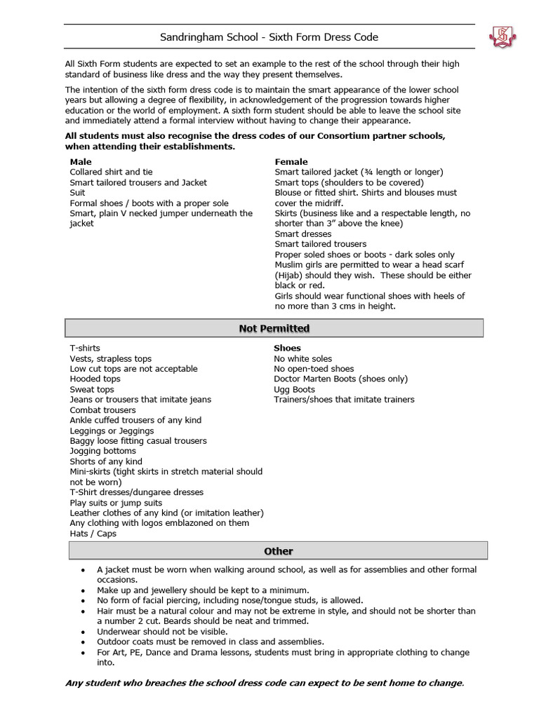 SixthFormDressCode PDF Dress Shoe