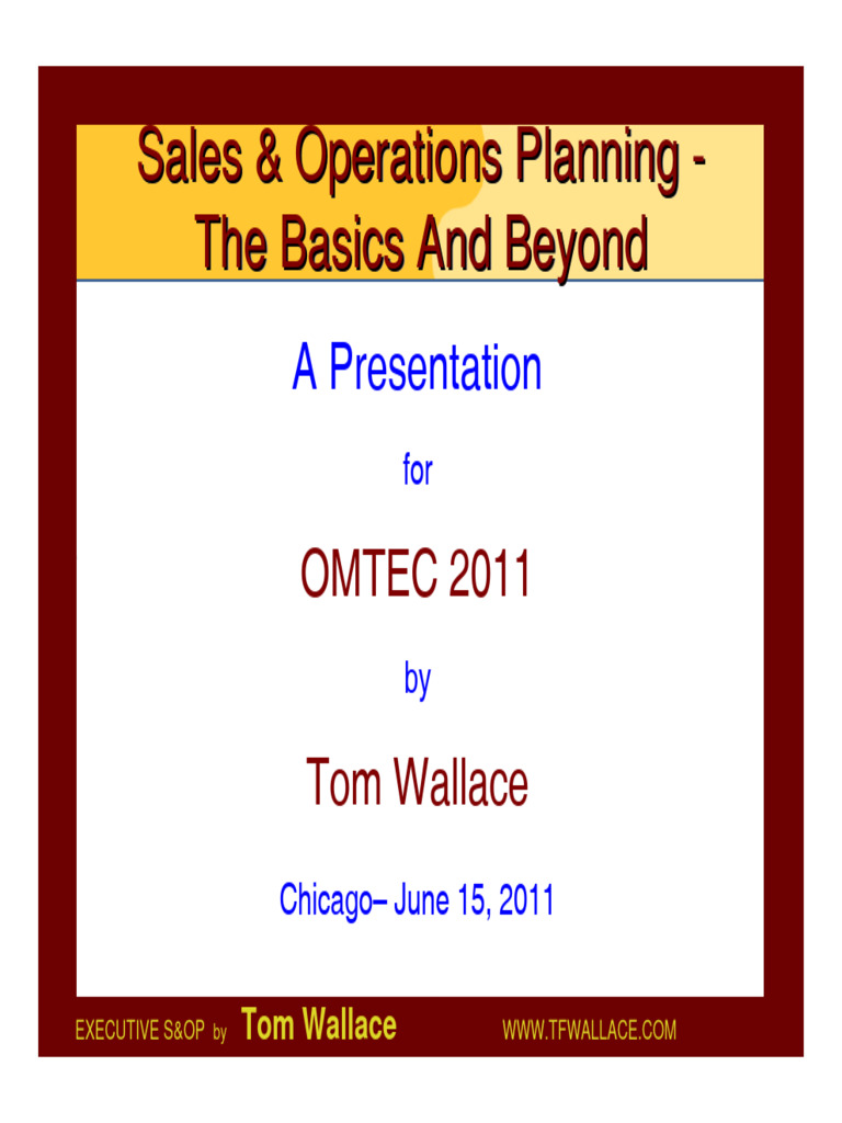 Sales & Operations Planning - The Basics and Beyond | PDF | Business ...