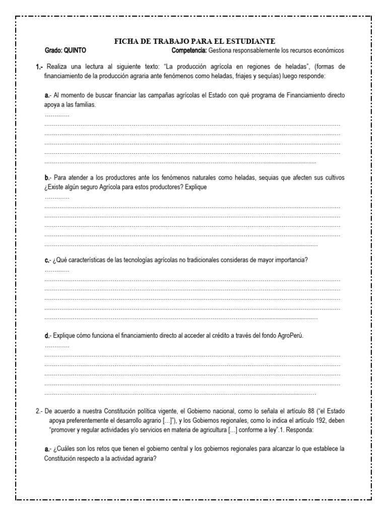 Ficha 5° CC SS - Exp 2 - Semana 2 | Descargar gratis PDF | Economias