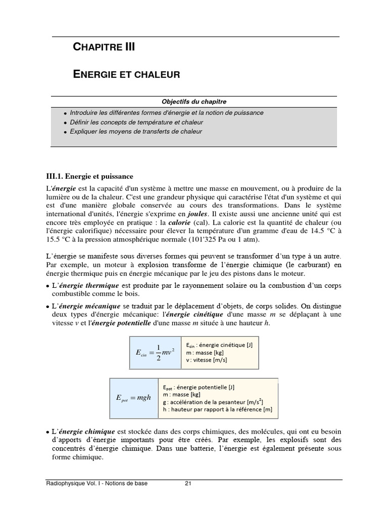 Notions de base sur l'énergie et la chaleur | PDF | Transfert thermique ...