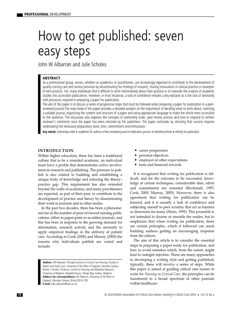How To Get Published - Seven Easy Steps | PDF | Academic Journal | Peer ...