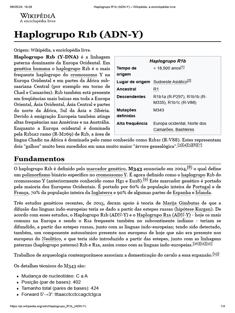 Haplogrupo R1b (ADNY) Wikipédia, A Enciclopédia Livre PDF