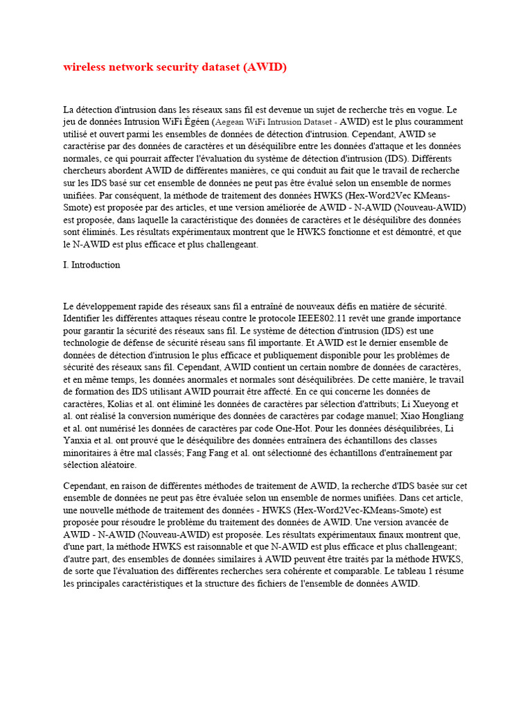 Amélioration de AWID avec N-AWID | PDF | Apprentissage automatique ...