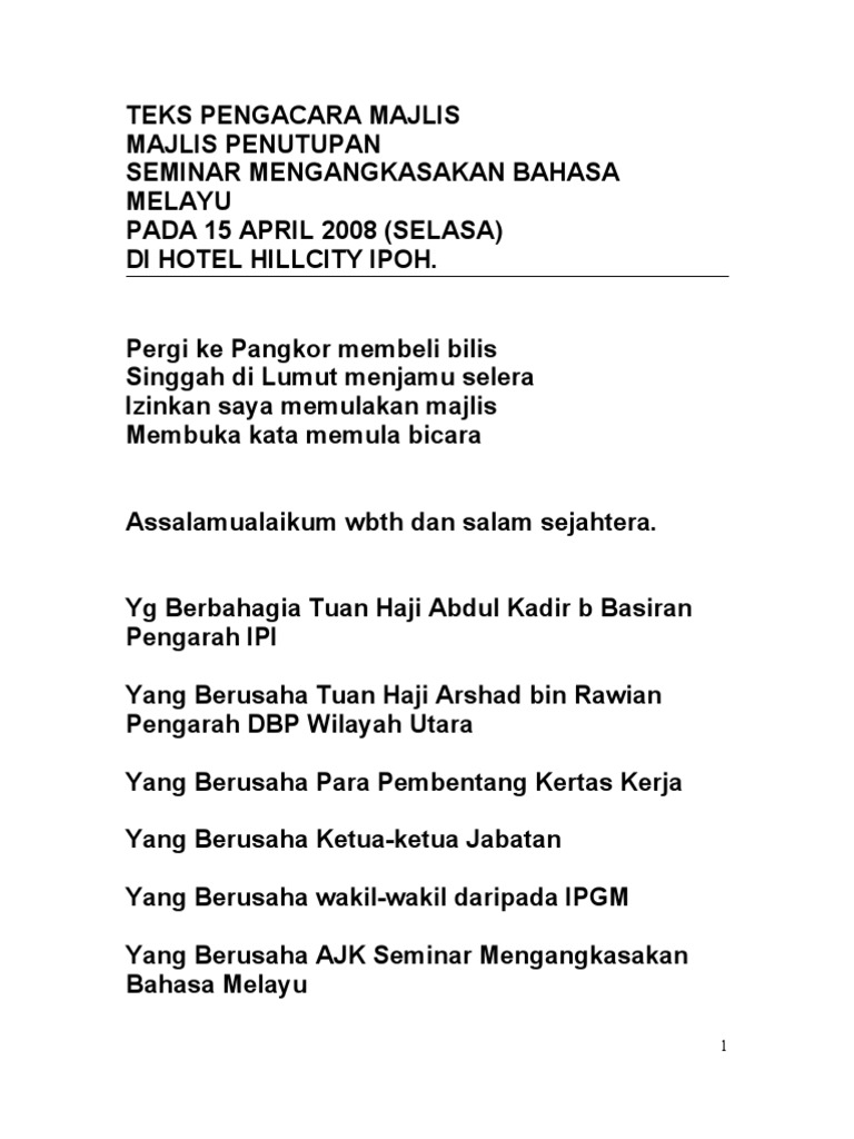 Teks Pengacara Majlis 2